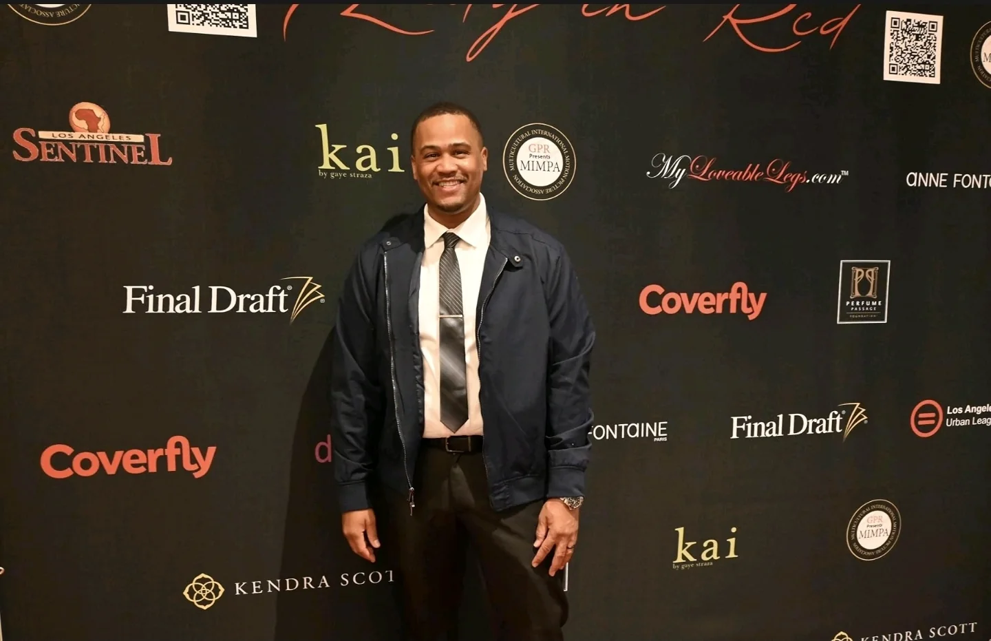 E'Ian West at a Coverfly and Final Draft red carpet event
