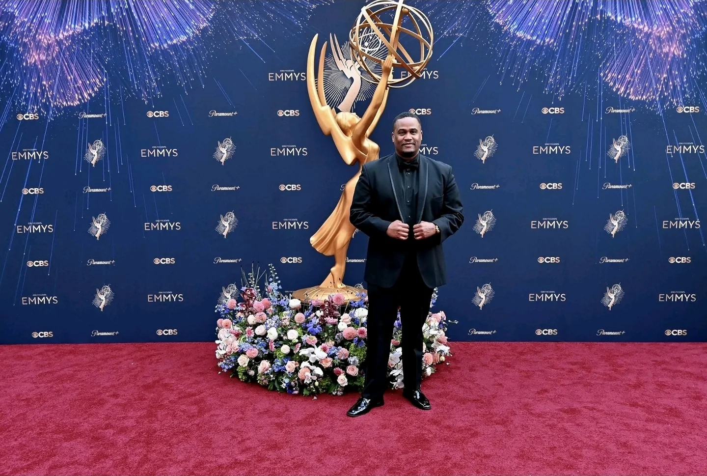 E'Ian West on the Emmys red carpet at the CBS and Paramount+ step and repeat