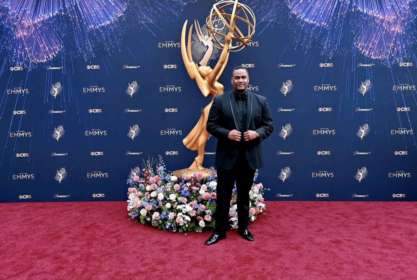 E'Ian West on the Emmys red carpet at the CBS and Paramount+ step and repeat